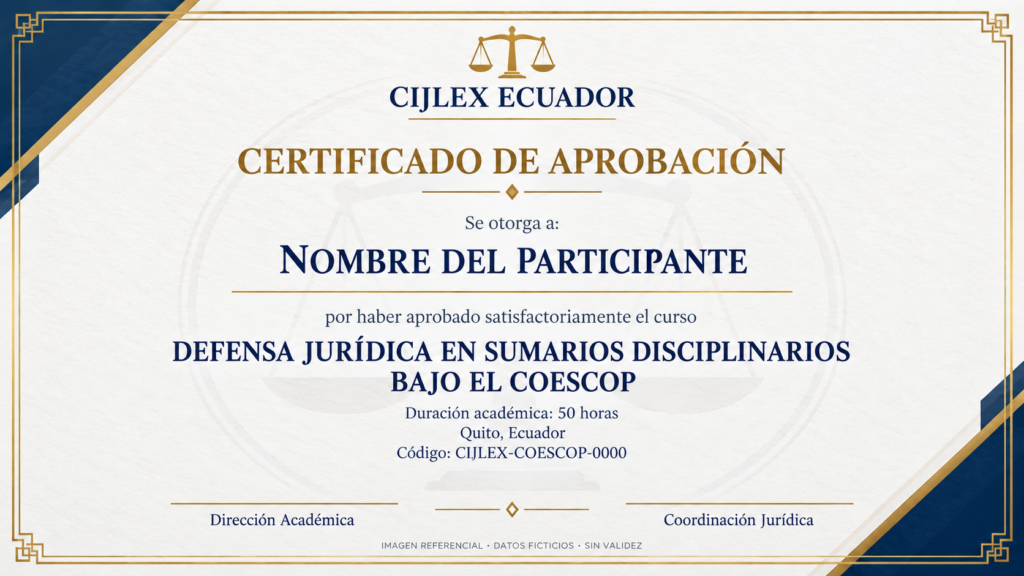Modelo referencial del certificado