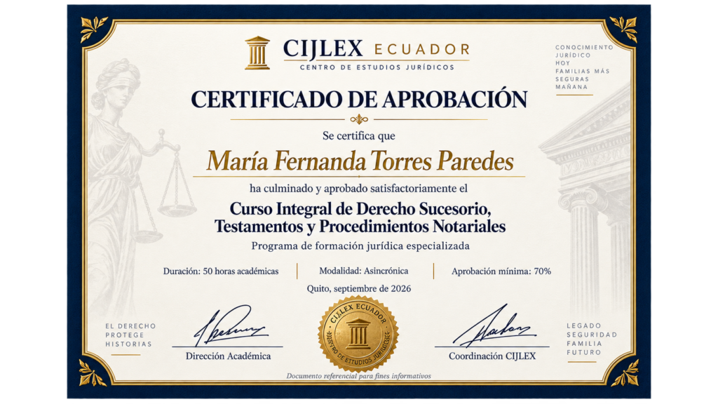 Modelo referencial del certificado