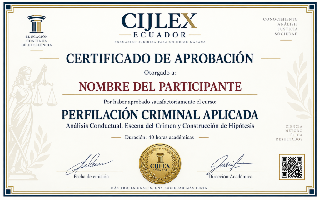 Modelo referencial del certificado